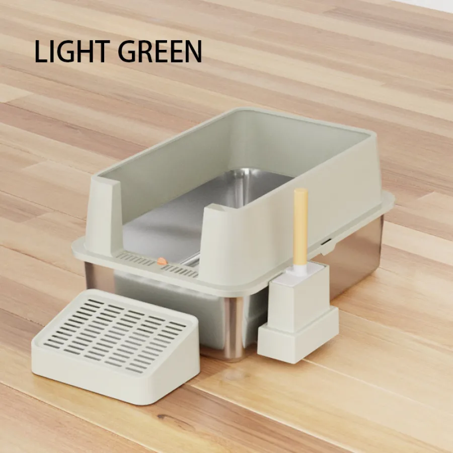 Direct-out semi-enclosed cat litter box