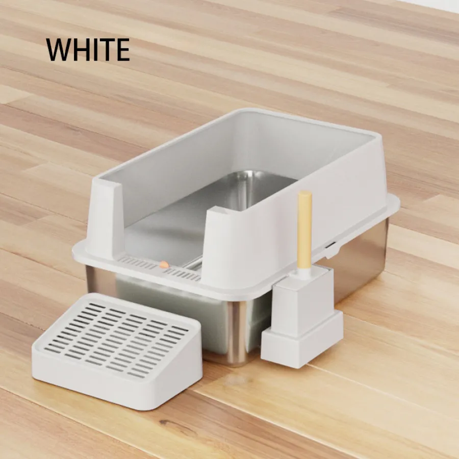 Direct-out semi-enclosed cat litter box