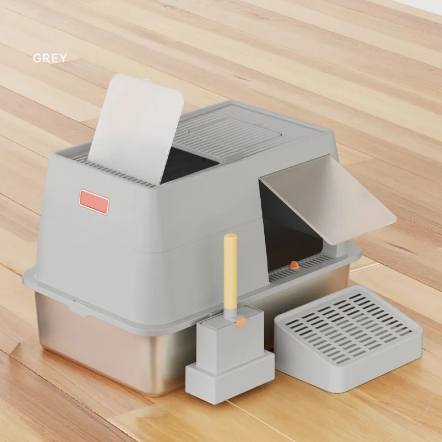 Fully Enclosed Straight-Outlet Activated Carbon Cat Litter Box